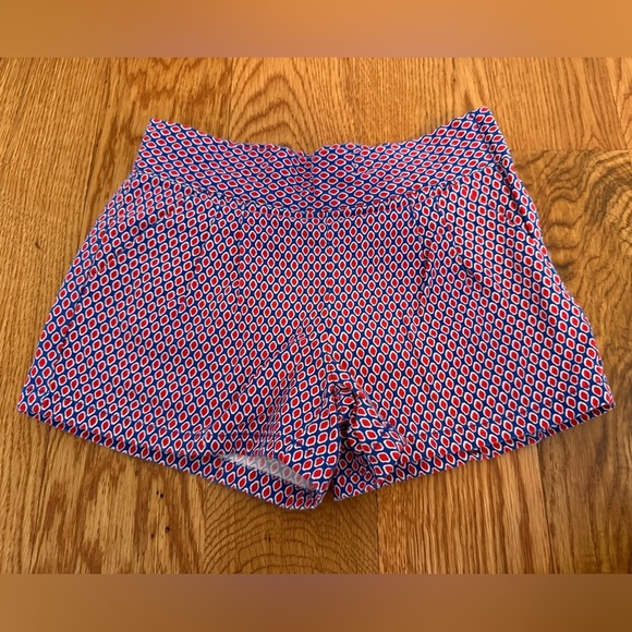 Janie and Jack Girls Red and Blue Print Chino Pleat Shorts 5 - Picture 1 of 5